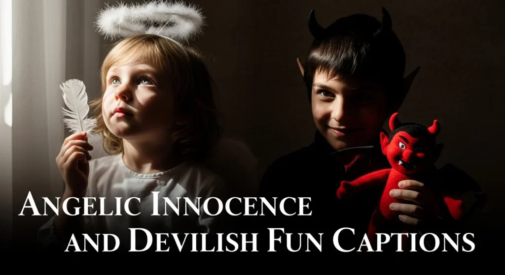 Angelic Innocence and Devilish Fun Captions