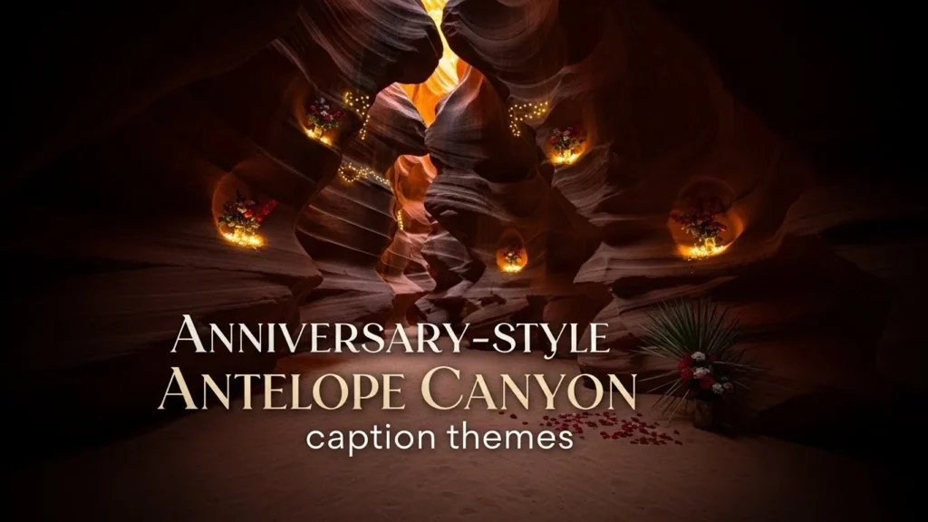 Anniversary-style Antelope Canyon caption themes