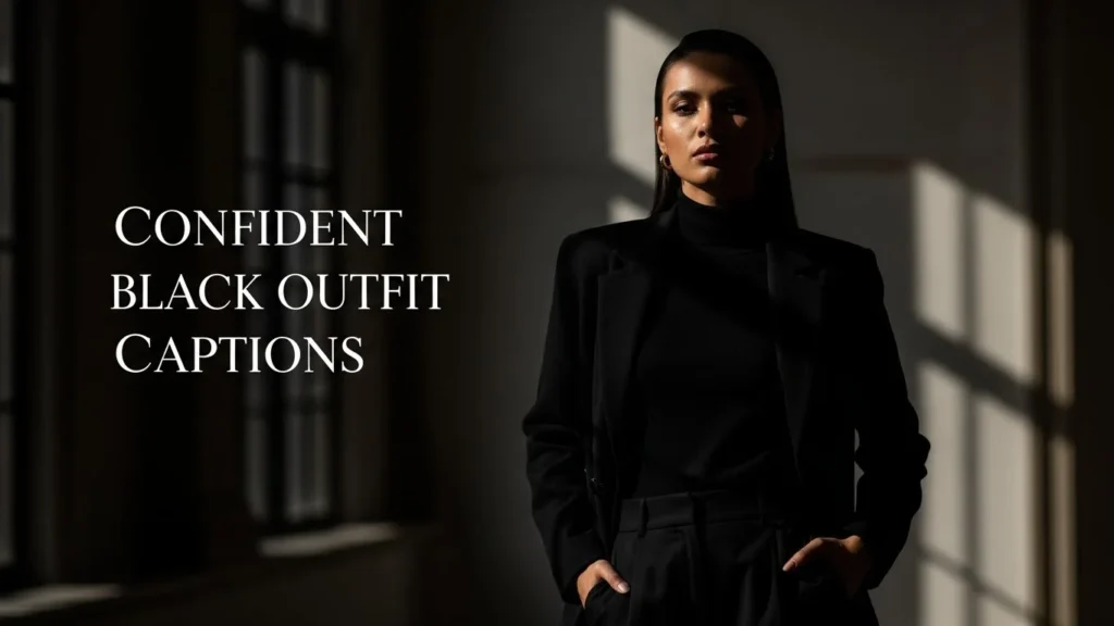 Confident Black Outfit Captions
