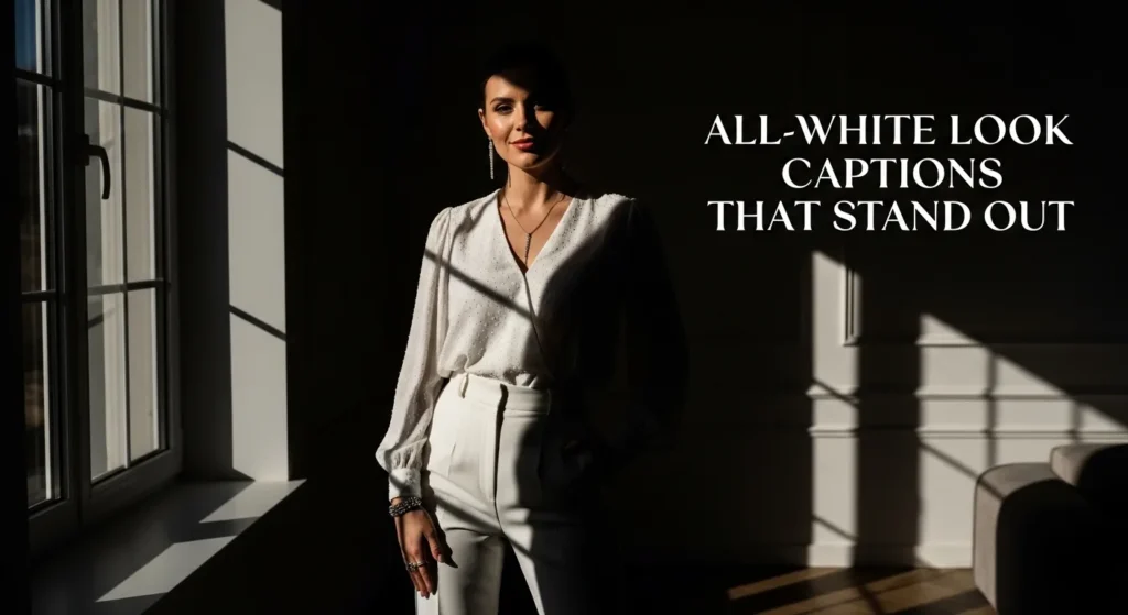 All-White Look Captions That Stand Out